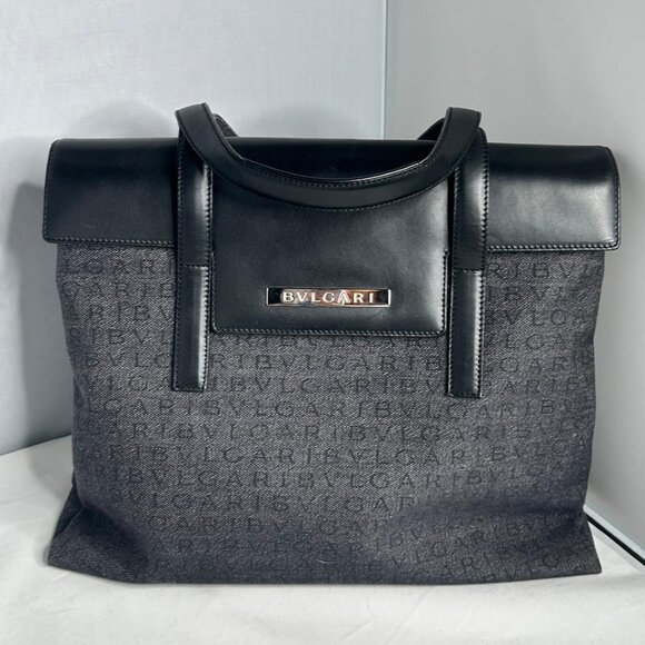Bvlgari Handbags - 💎✨Beautiful✨💎Authentic BVLGARI Logo Mania Canvas Leather Tote Bag